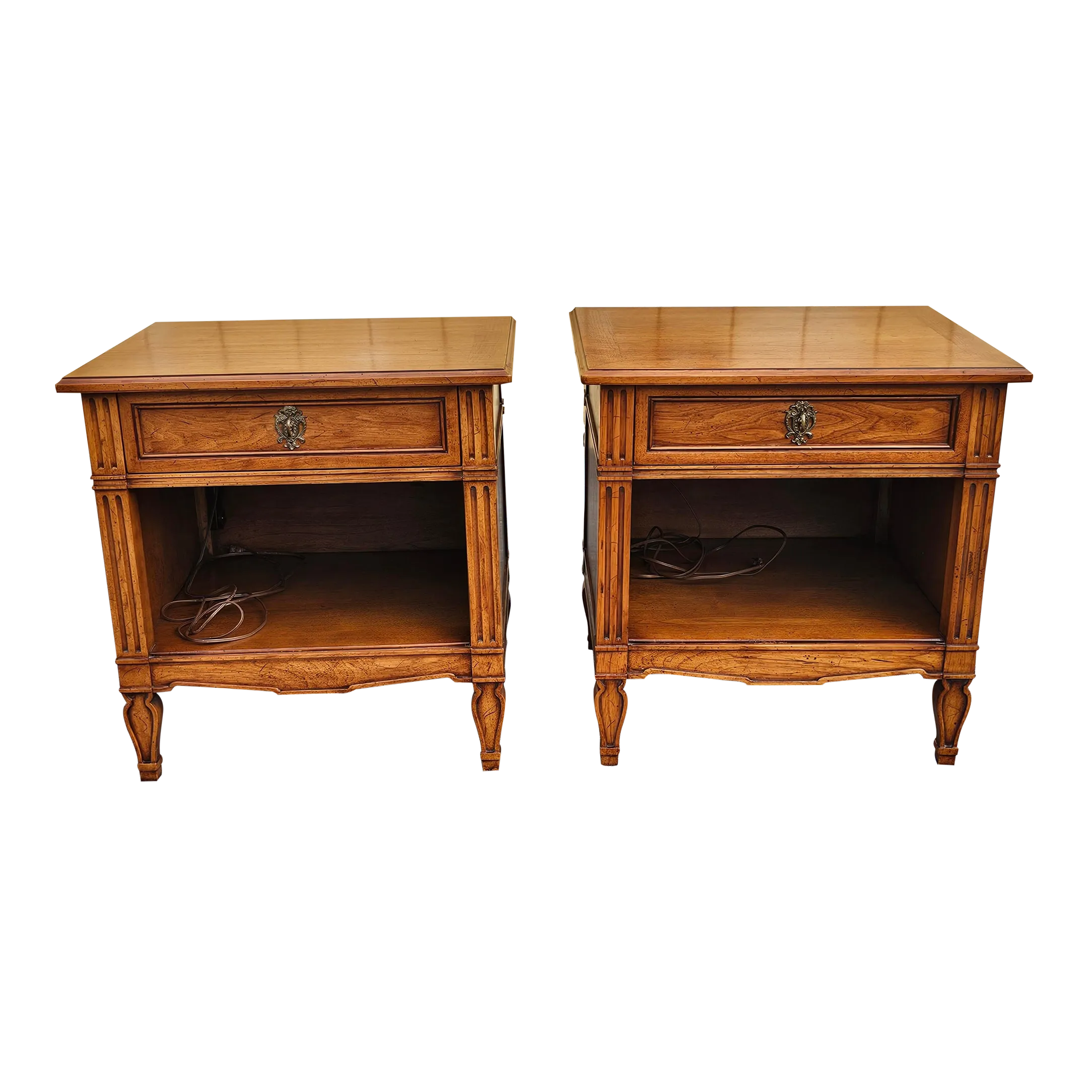 Pair of Mid-Century Henredon Folio One Walnut Single Drawer Tiered