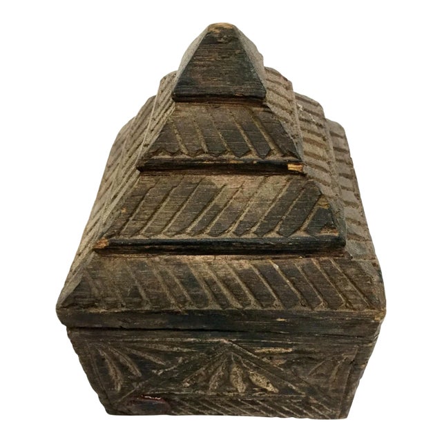 Primitive Asian Secret Hiding Lid Wood Box For Sale