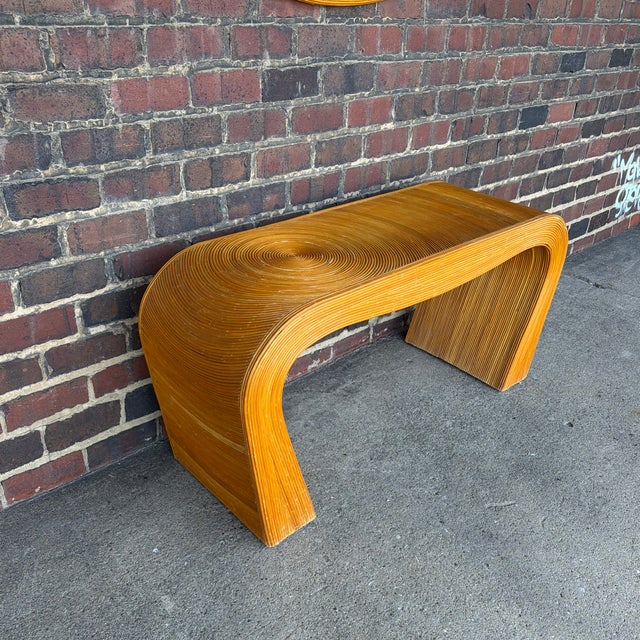 Gabriella Crespi Gabriella Crespi Style Mid-Century Pencil Reed Rattan Waterfall Console Table For Sale - Image 4 of 9