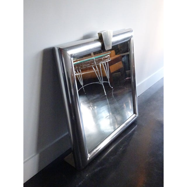 Vintage 1970s Mirror in Bullnose Aluminum Frame For Sale - Image 4 of 13