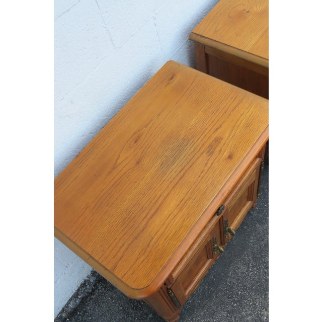 Brown Hickory French Carved Nightstands Side End Bedside Tables a Pair For Sale - Image 8 of 13