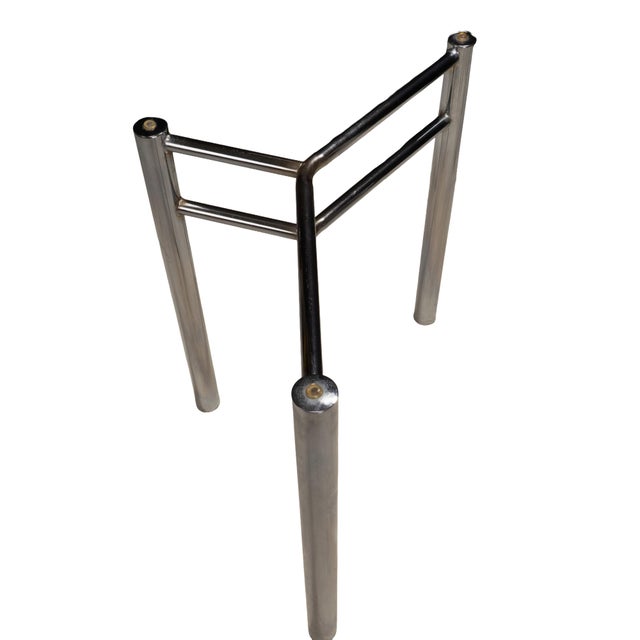 Pair of chrome table bases made for a glass top. Clean, simple lines that give you a lot of flexibility depending on the...