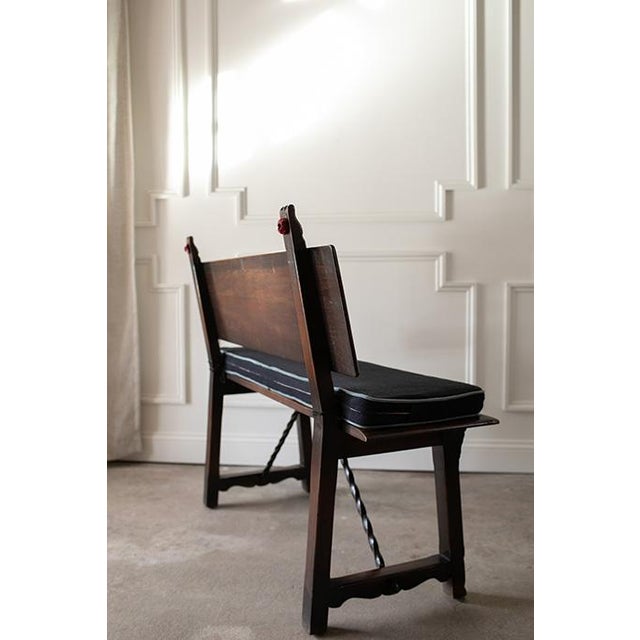 Coffee 1930's Kittinger Spanish Baroque Style Iron-Mounted Walnut Hall Bench For Sale - Image 8 of 17