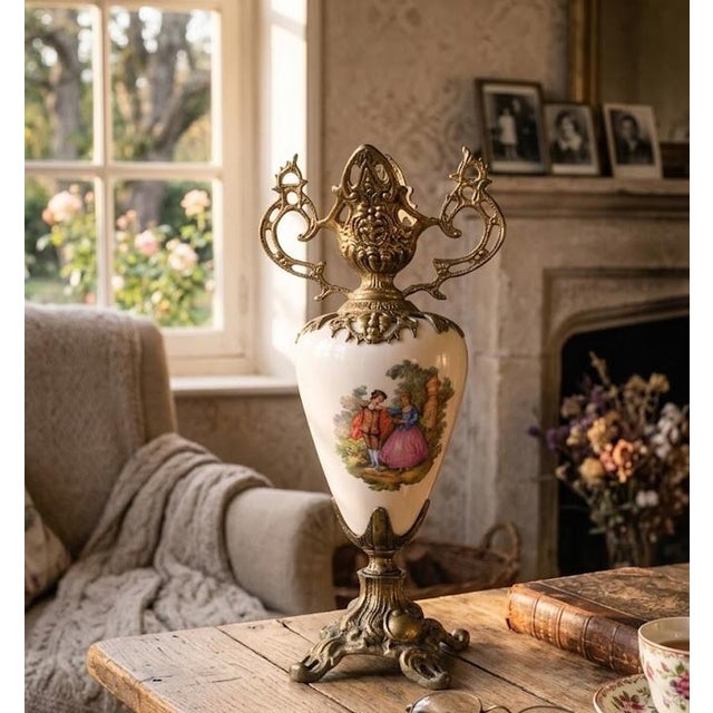 Ceramic French Porcelain and Bronze Vase From the 1950s For Sale - Image 7 of 10
