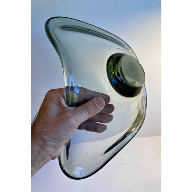 Large Grey Smoke Glass Bowl by Per Lütken for Holmegaard, Denmark, 1960s For Sale - Image 9 of 11