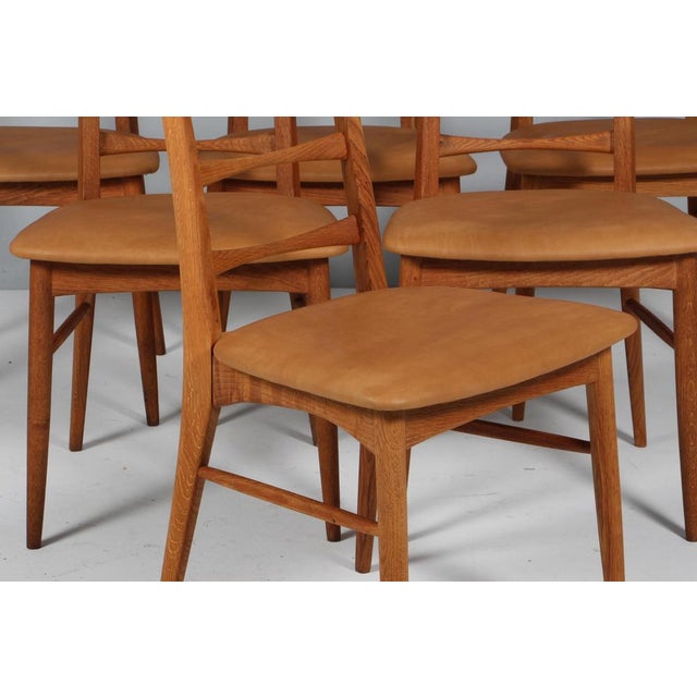 1960s Dining Chairs in Oak & Leather from Niels Koefoed, Denmark, 1960s, Set of 6 For Sale - Image 5 of 8