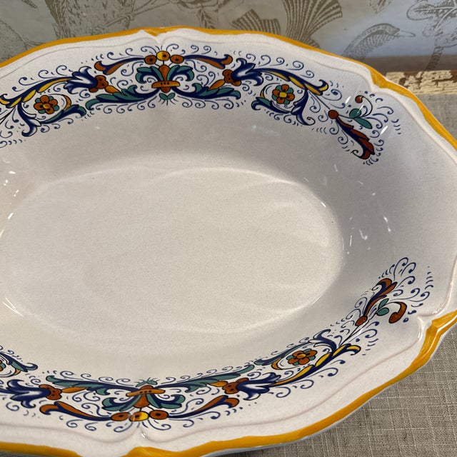 Late 20th Century Ceramica Nova Deruta Hand Painted Oblong Serving Bowl Italy For Sale In Miami - Image 6 of 9