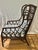 Chinoiserie Vintage Very Large Chinoiserie Wrapped Rattan Wingback Chair in the Style of Ficks-Reed For Sale - Image 3 of 12