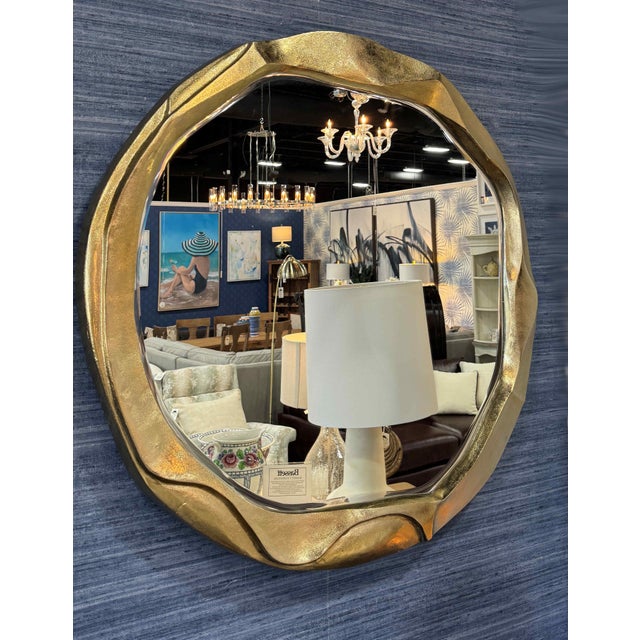 Contemporary John Richard Champagne Gold Round Ruga Mirror For Sale - Image 3 of 6