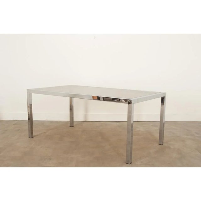 Mid-Century Glass & Chrome Dining Table in the Manner of Baughman For Sale - Image 10 of 13