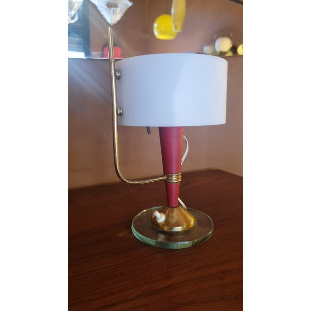 Vintage Small Red Frame Table Lamp Italy 1960's For Sale - Image 4 of 4