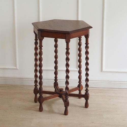 Wood Antique Baroque Style Side Table with Twisted Columns, 1890 For Sale - Image 7 of 14