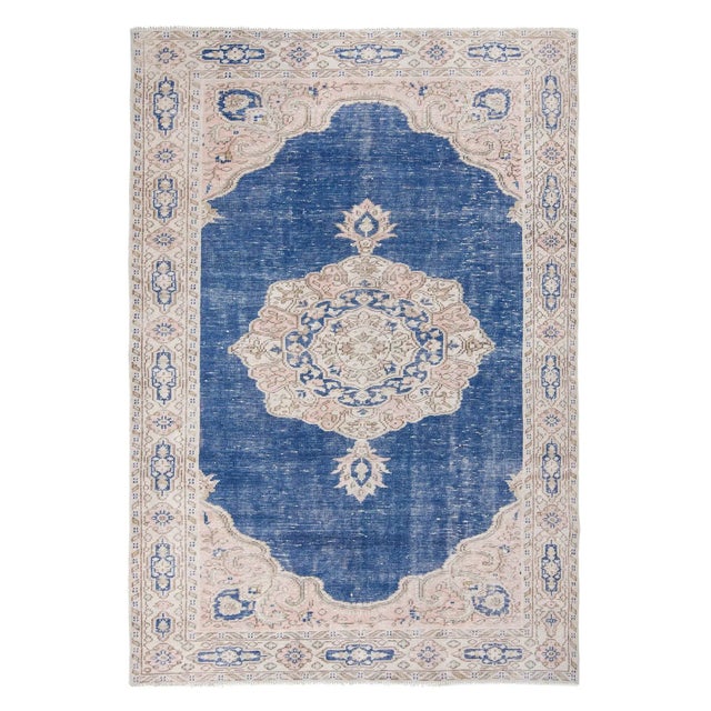 1960s Vintage Navy Oushak Rug - 5′8″ × 8′6″ For Sale In Los Angeles - Image 6 of 6