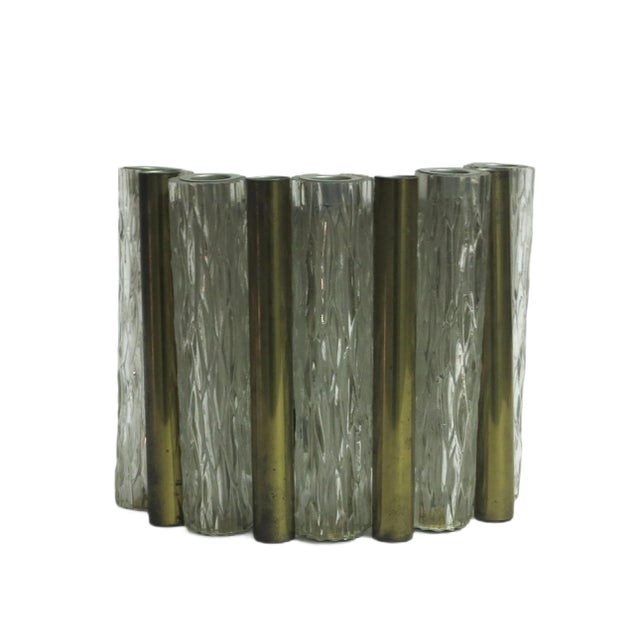 Glass and Brass Wall Lamp from Kaiser Leuchte, 1960s For Sale