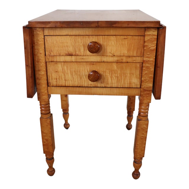 Sheraton Tiger Maple Side Table/Nightstand Chairish