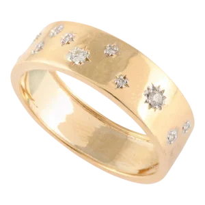 Diamond Stardust Astral Unisex Band Ring in 18k Yellow Gold Size 7 (All Sizes Available)