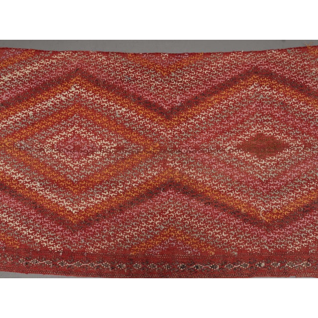 Textile 1970s Vintage Handmade Wool Cotton Red Area Rug For Sale - Image 7 of 11