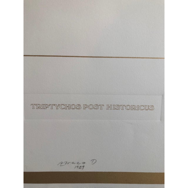 Contemporary Braco Dimitrijevich, Triptychos Post Historicus Picasso Conceptual Art Silkscreen Gold Lithograph, 1989 For Sale - Image 3 of 6