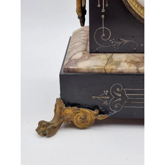 Metal French Marble Pendulum Clock For Sale - Image 7 of 11
