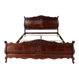 White Furniture King Size Louis XV Style Bed For Sale