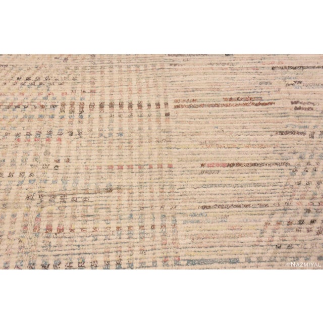 Textile Light Blue And Ivory Background With Soft Rustic Tribal Pattern Modern Rug For Sale - Image 7 of 8