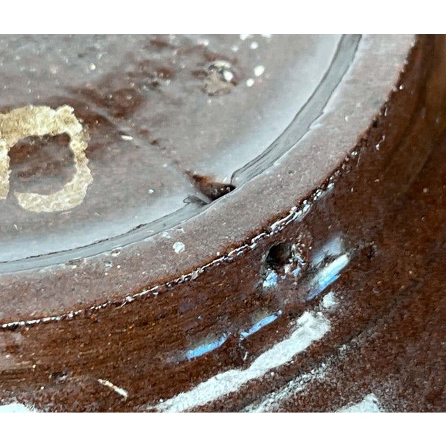 Brown Mid-Century Modern Small Studio Pottery Wall Plate from Glit Lava, Iceland, 1960s For Sale - Image 8 of 12