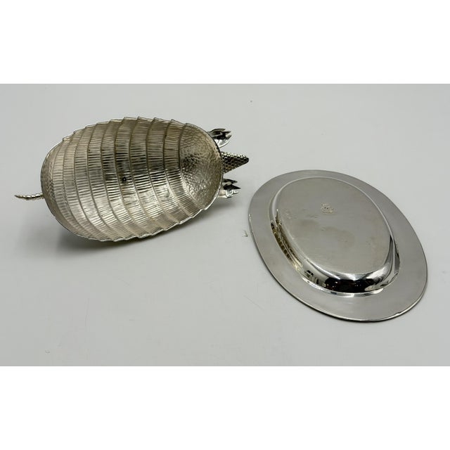 Emilia Castillo Silver Plate Armadillo Butter Dish With Malachite, Taxco Mexico For Sale - Image 12 of 18