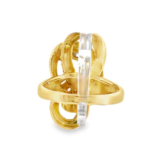 Art Nouveau Vintage 18k Gold Coiling Serpent Snake Ring With Diamond, Size 7 For Sale - Image 3 of 9