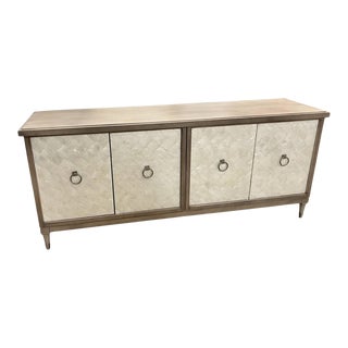 Vanguard Miy Silver Shimmer and White Capiz Oyster Manning Media Console For Sale