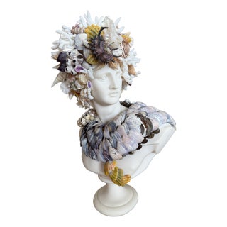 CSS 14"h. Seashells Marble Bust of Apollo For Sale