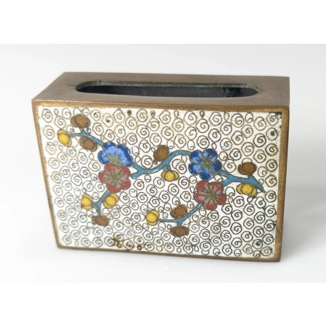 Chinese Early 20th Century Chinese Cloisonne Enamel and Bronze Matchbox Cover For Sale - Image 3 of 6