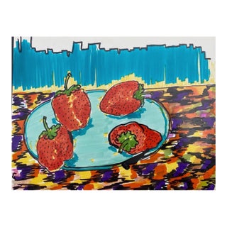 1960s Alexandra Merker Strawberry Still Life Painting For Sale