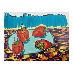 1960s Alexandra Merker Strawberry Still Life Painting