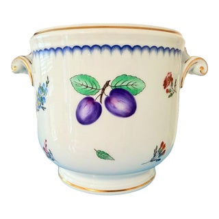 Richard Ginori Italian Fruits Cachepot Jardiniere Porcelain Italy Gold Trim For Sale