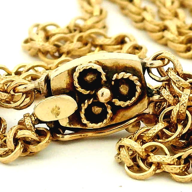 Edwardian 14k Gold Diamond Double Tassel Slide Necklace, Circa 1910 For Sale - Image 10 of 12