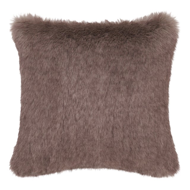 Grey Square Faux Fur Cushion by Villa Como For Sale