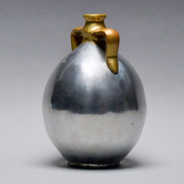 Spanish Brutalist Aluminum + Brass Jug Handled Vase Attrib to Alfonso Marquez For Sale - Image 11 of 12