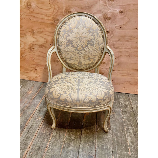 18th Century Pair George III Open Arm Chairs in C. 1970's Fortuny For Sale - Image 5 of 12