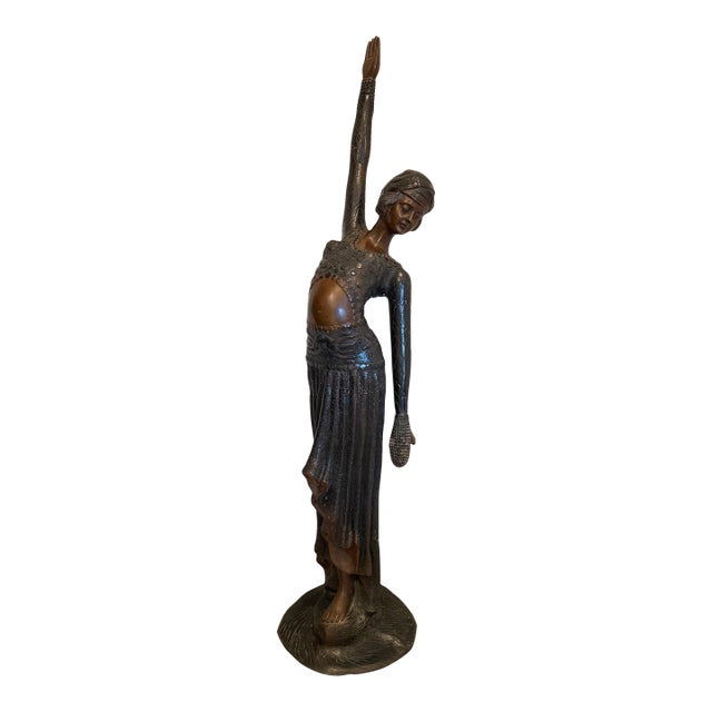 After : Demetre Chiparus Rumanian ( 1886 – 1947 ) “ Footsteps “ Bronze Sculpture With Polychrome Details. For Sale