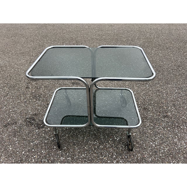 Serving Bar Cart in Chrome and Smoked Glass, 1970s For Sale - Image 7 of 14