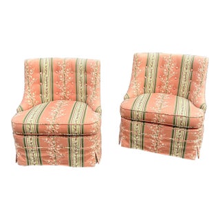 1980s Sherrill Style Tufted Accent Chairs With Vibrant Upholstery- Set of 2 For Sale
