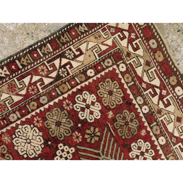 Early 20th Century Galerie Shabab Collection Early 20th Century Caucasian Kuba Throw Rug For Sale - Image 5 of 6
