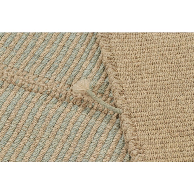 Beige Rug & Kilim’s Contemporary Kilim in Blue and Beige Textural Stripes For Sale - Image 8 of 8