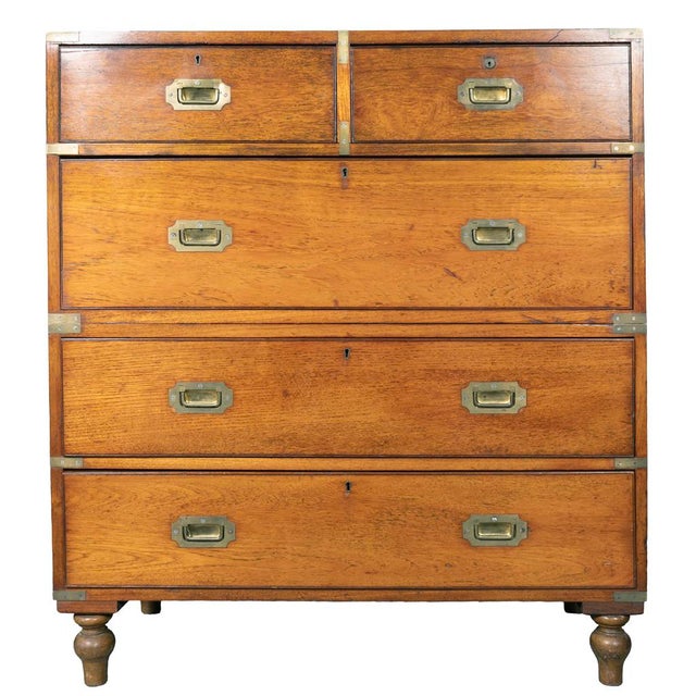 Mid 19th Century Victorian Mahogany Campaign Chest For Sale - Image 5 of 11