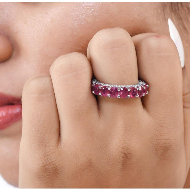Natural 7.30 cts ruby & 0.72 cts diamond ring 14K gold For Sale - Image 17 of 18