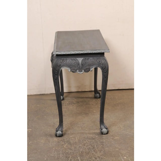 Mid 20th Century English Carved Wood Dark Gray Console For Sale - Image 5 of 11