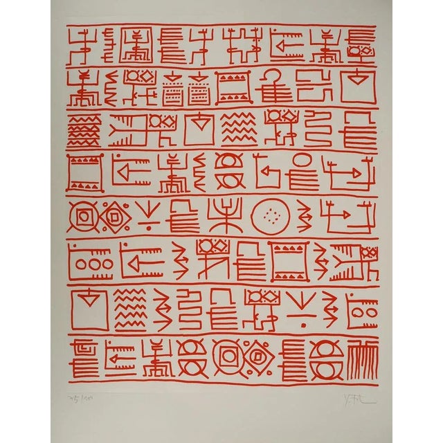 Modern Yona Friedman, Pictograms of Genesis (Orange), Original Signed Screenprint For Sale - Image 3 of 6