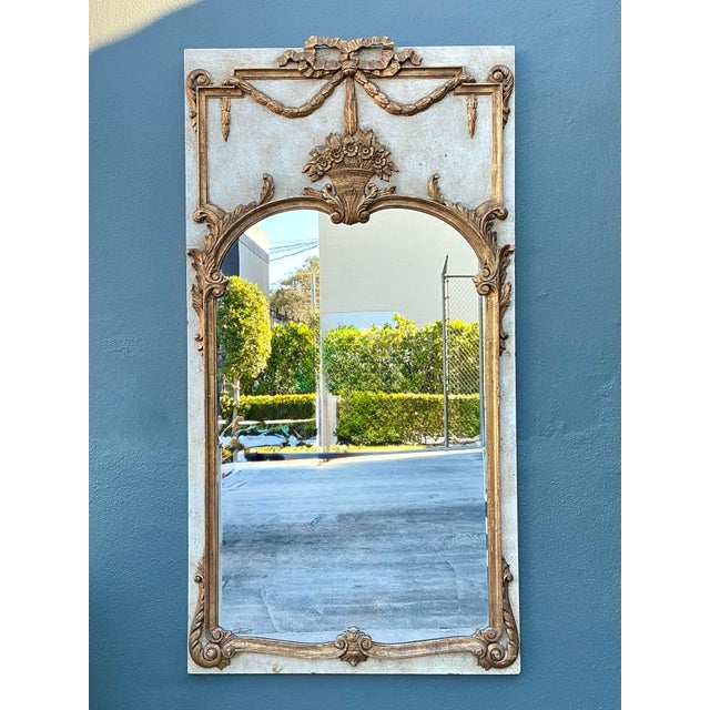 French Provincial Vintage Gilt Tipped Trumeau Mirror For Sale - Image 3 of 12