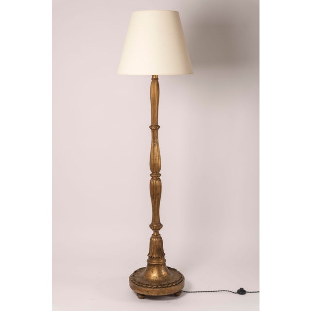 French Gilt Wooden Floor Lamp in the Style of Paul Follot, 1940 For Sale - Image 11 of 11