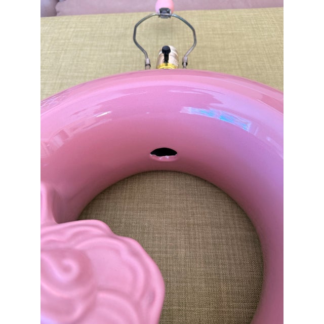 Mid-Century Modern 1980s Postmodern Art Deco Revival Ceramic Rose "Donut" Table Lamp by Harris Lamps For Sale - Image 3 of 12